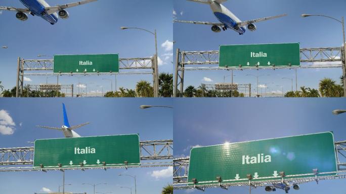 飞机降落在意大利国际航班飞往航空公司