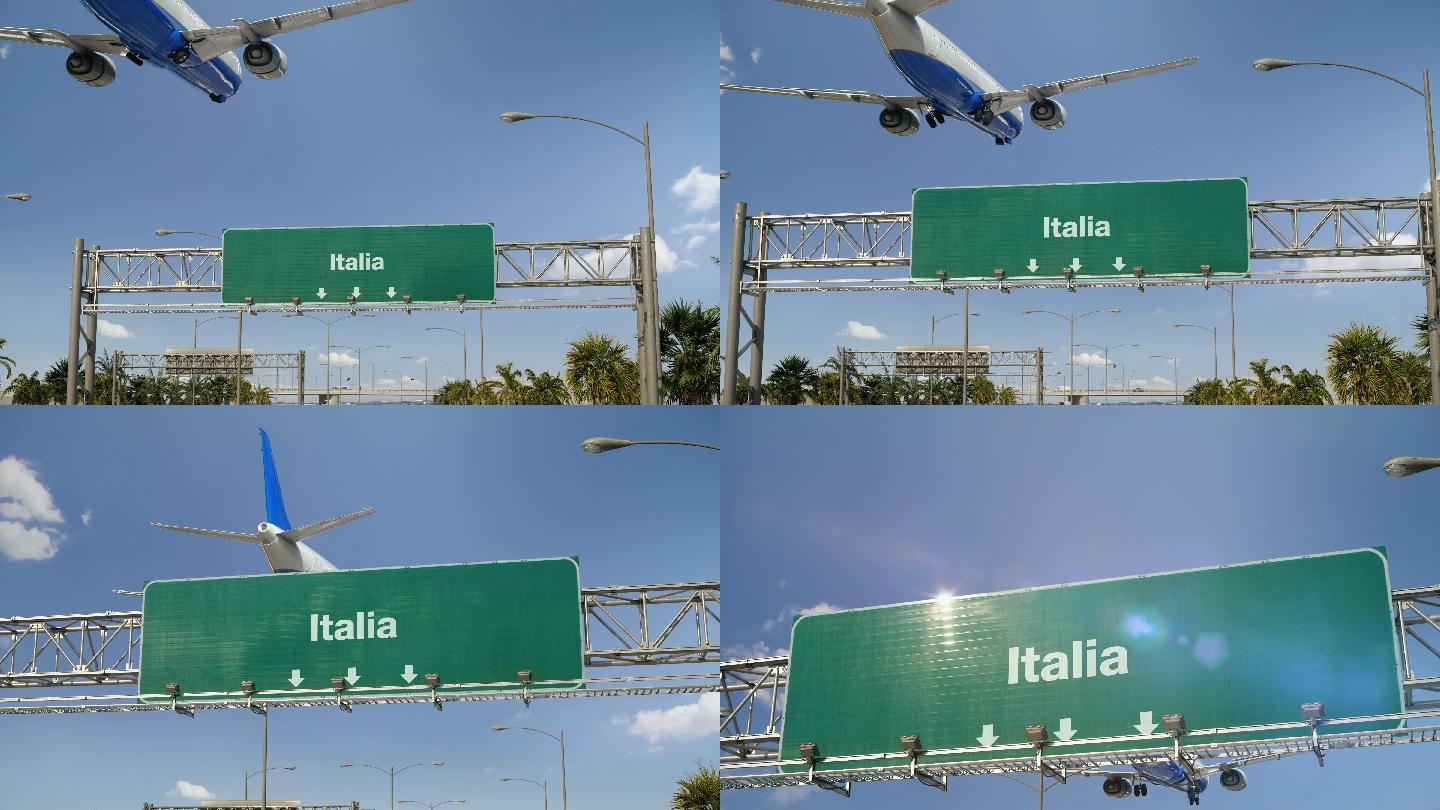 飞机降落在意大利国际航班飞往航空公司