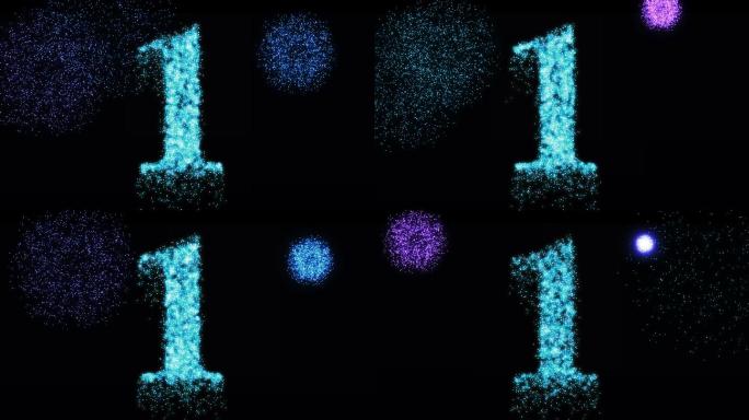 一个带有蓝色闪光的数字1