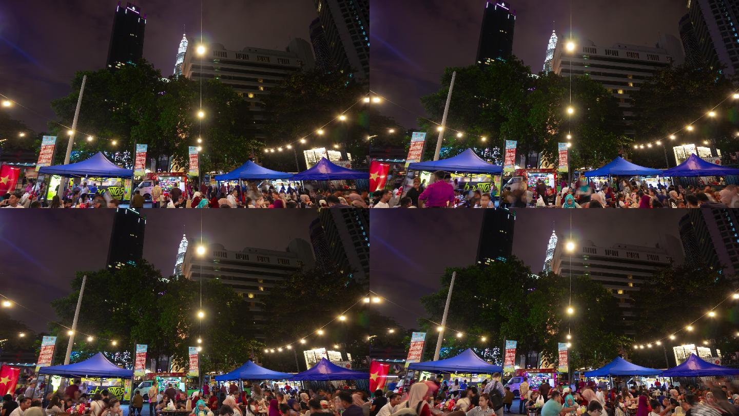 吉隆坡市中心街道的人群全景