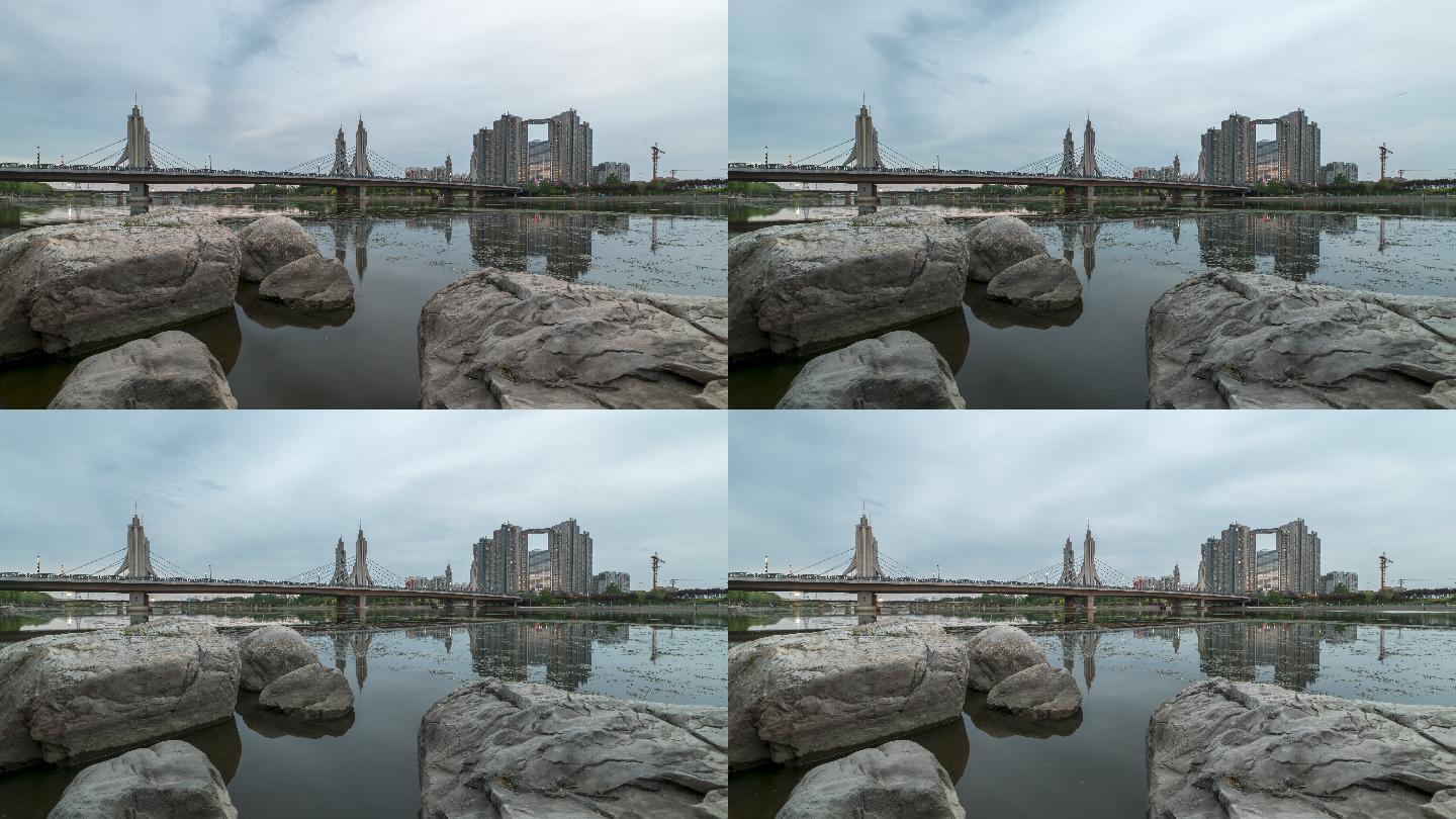 城市副中心玉带河大桥延时摄影