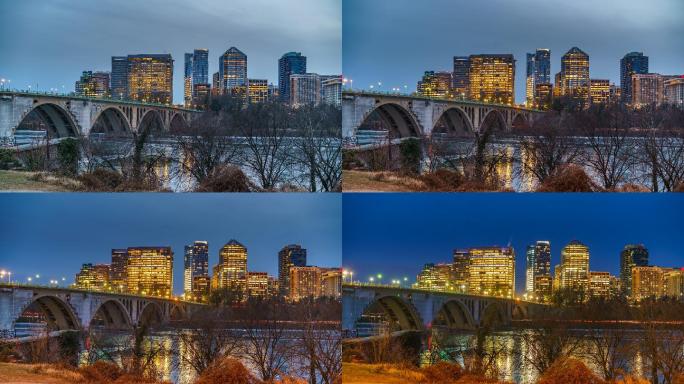 华盛顿特区夜间的桥