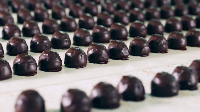 工厂糖果生产线4K巧克力球