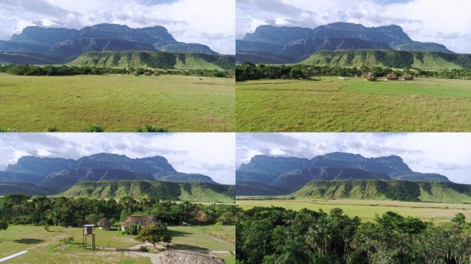 土著村庄的鸟瞰图风景秀丽南美洲高山草原