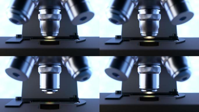 自动科学实验室显微镜的特写镜头