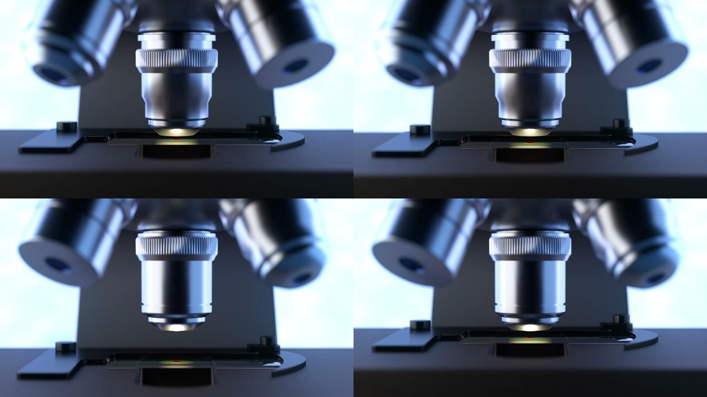 自动科学实验室显微镜的特写镜头