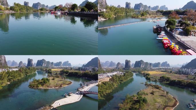 桂林风景航拍-遇龙桥底穿越1