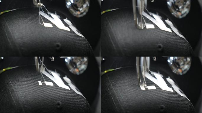 自动缝纫机在帽子上缝制文字