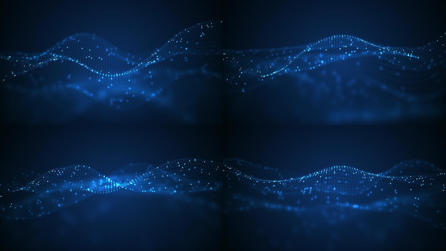 技术数字波浪背景蓝色科技背景唯美粒子粒子