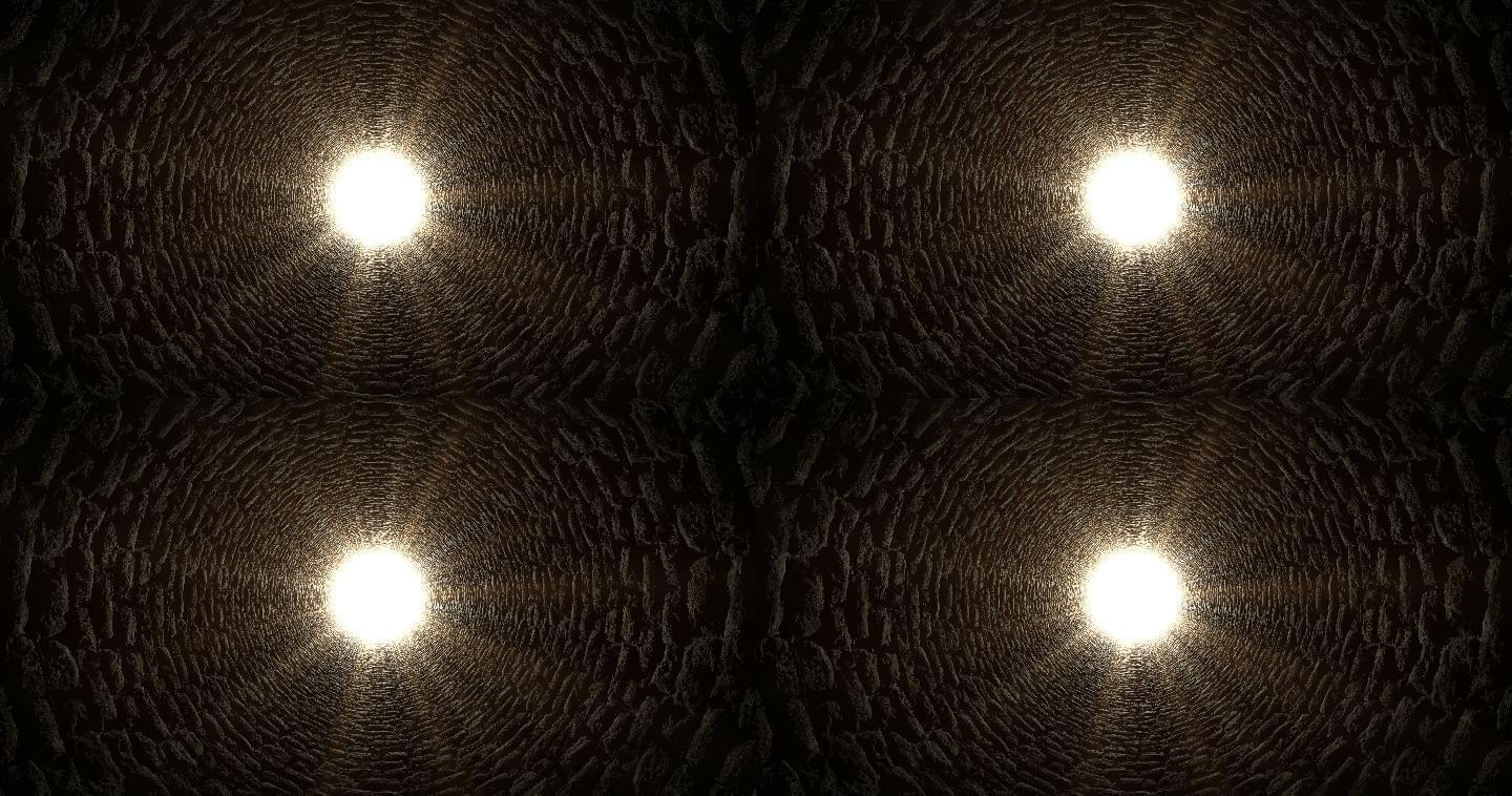 通过隧道向灯光移动的3D循环动画
