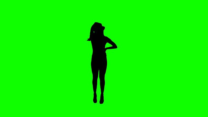 女爵士舞者剪影绿幕抠像通道通道特效4K动