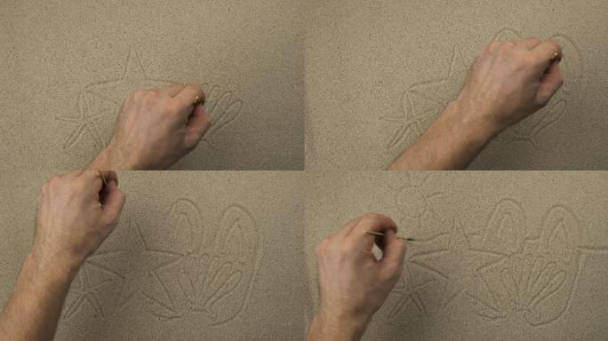艺术家在沙子上实时作画。