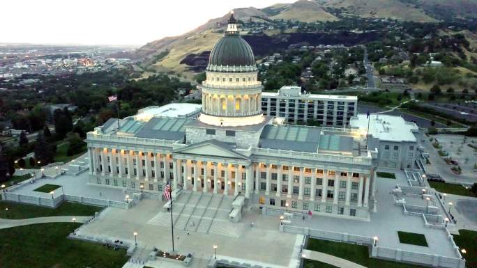 犹他州国会大厦美国地标办公楼办公航拍视频