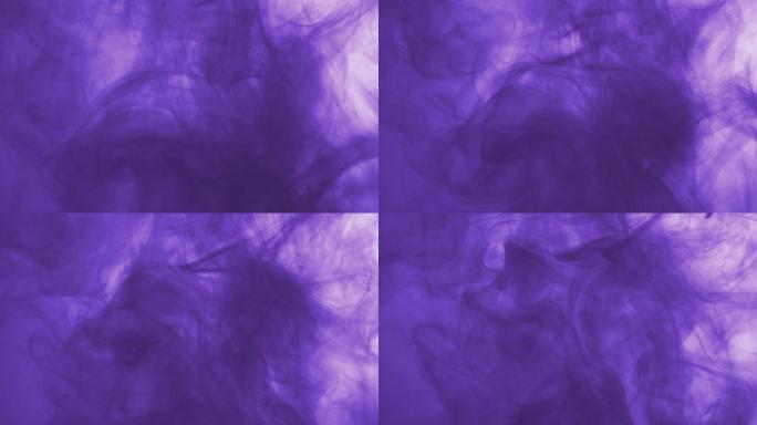 紫罗兰色的颜料像烟云一样漂浮在水中