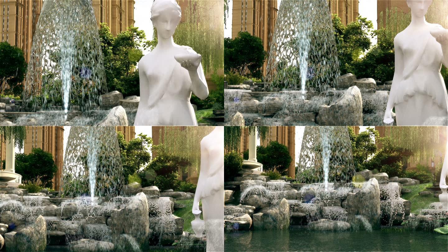 喷泉 雕塑 公园 住宅 小区 叠水 石头