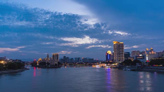 福建福州夜景闽江夜景延时摄影