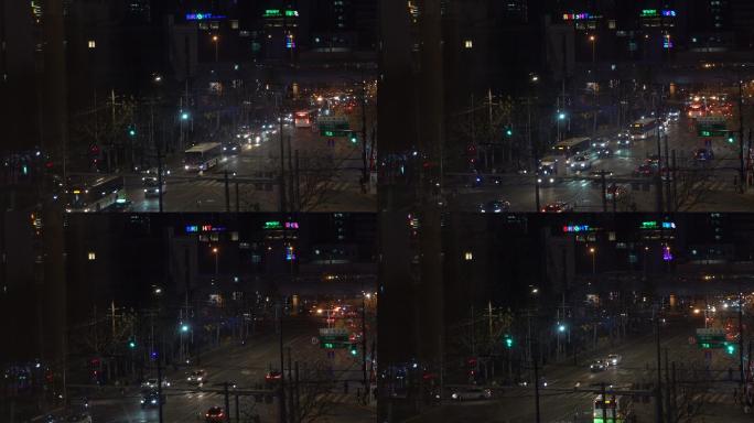 上海夜景高架桥内环路道路拥堵晚高峰车流