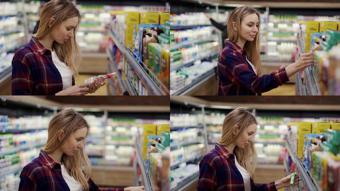 女人走进商店商场商业品牌导购超市人流量逛