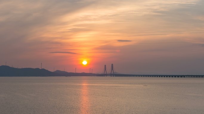 鄱阳湖二桥日出延时