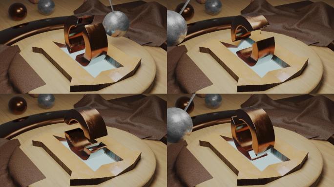 钟摆、3d金属球和纺车永恒摆动的循环动画