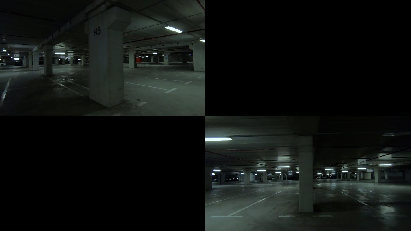 空旷黑暗的地下停车场