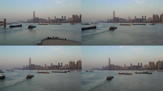 武汉南岸嘴江滩公园及长江4K航拍