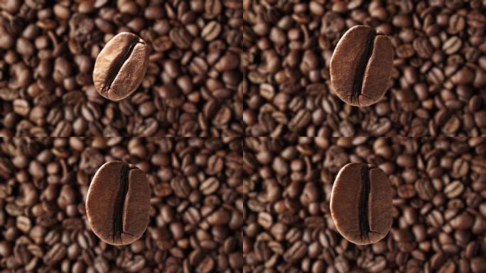 飞行咖啡豆的超慢镜头。