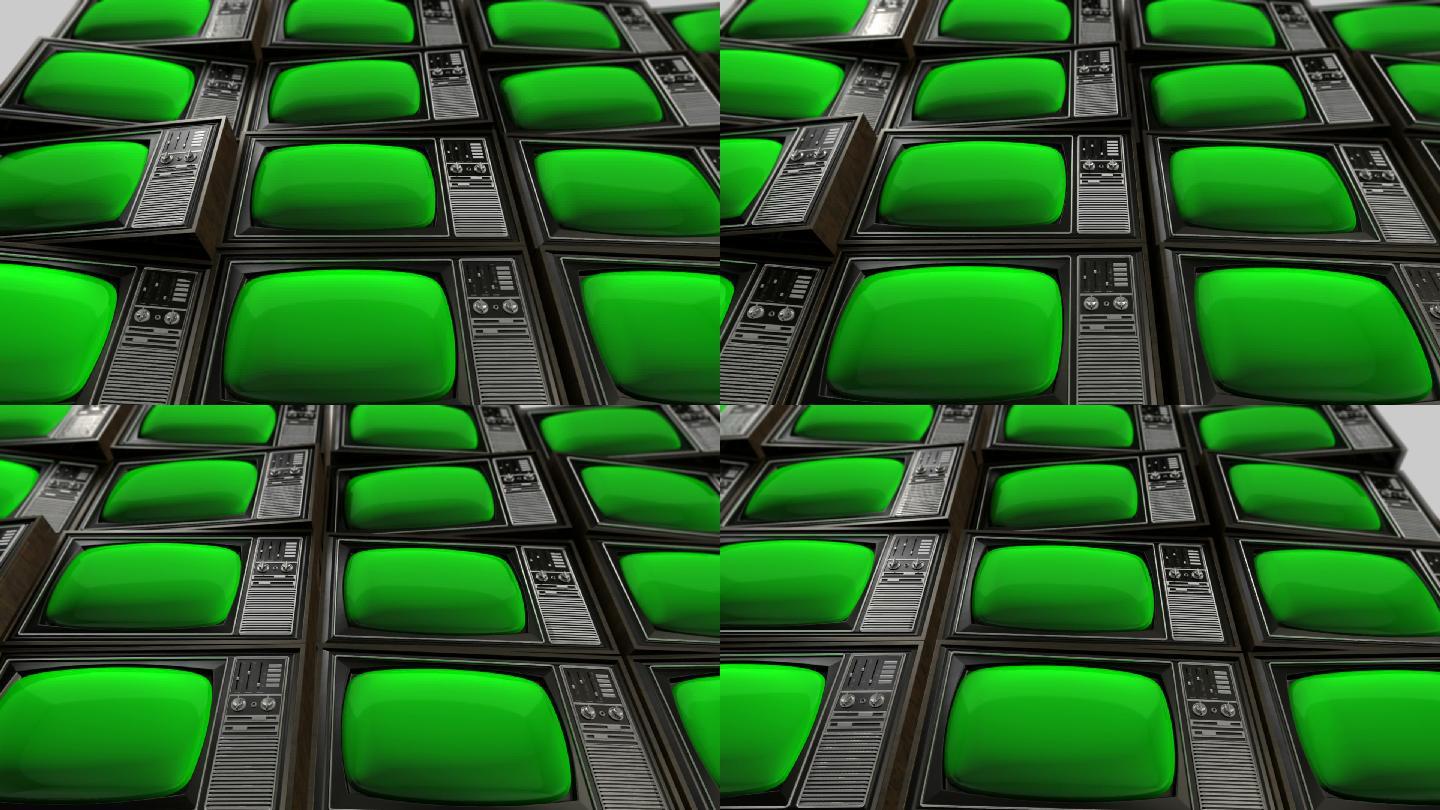老式电视绿色屏幕平移