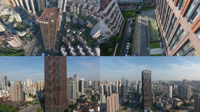 武汉市徐东大街湖北能源大厦及周边航拍视频