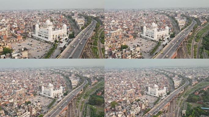城市景观和交通情况鸟瞰图。