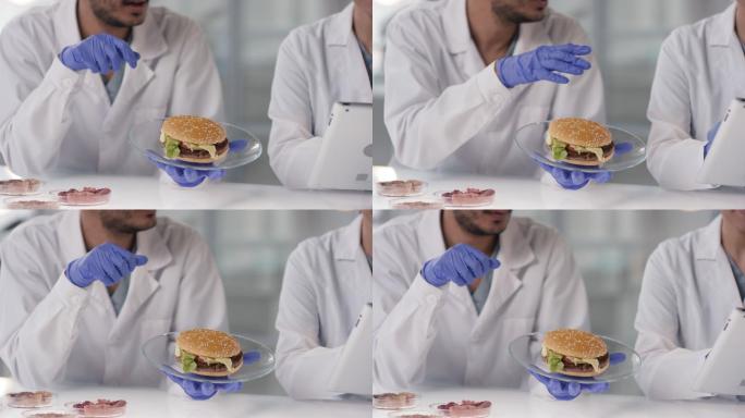 实验室里的汉堡化验检测食物安全化验单研究