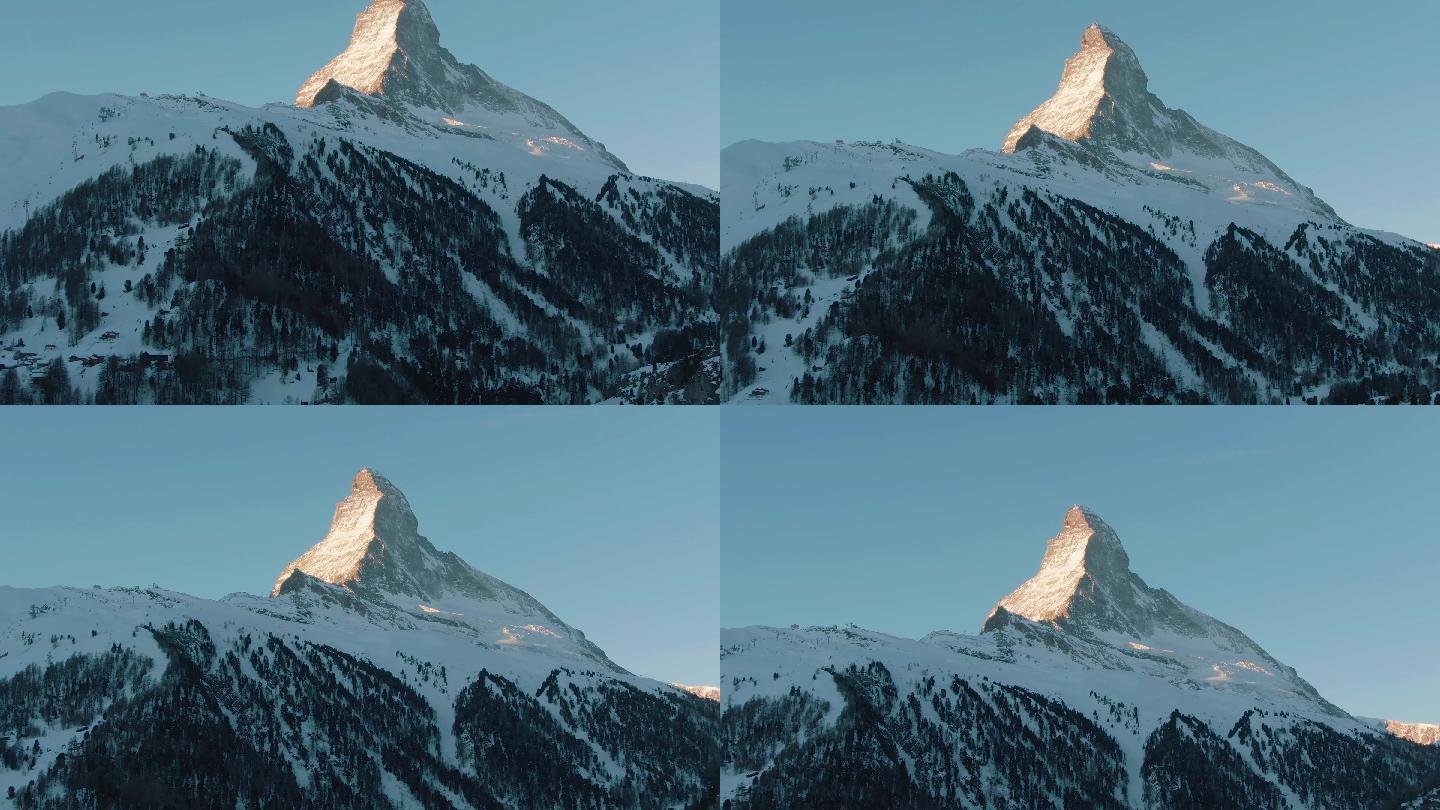 冬季早晨的瑞士阿尔卑斯山