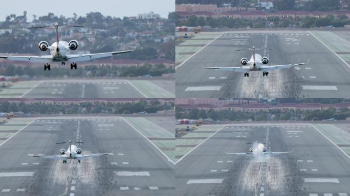 小型喷气式飞机抵达机场