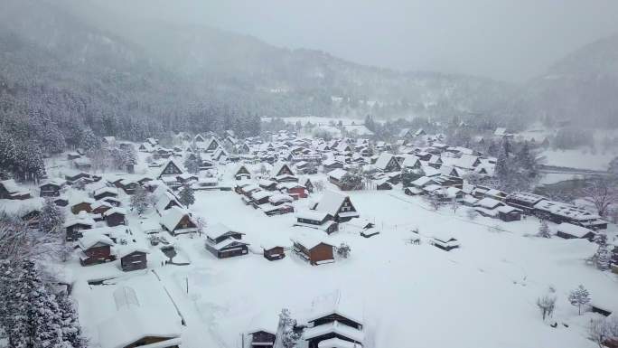 雪地里的山村东北农村大雪覆盖