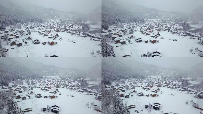 雪地里的山村东北农村大雪覆盖