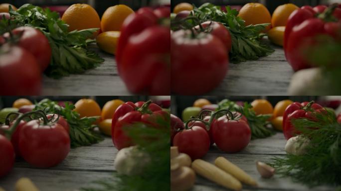 桌上水果和蔬菜电商广告主图视频淘宝天猫拼