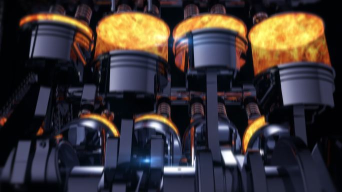 活塞动画三维机械动画跳动的机械火光