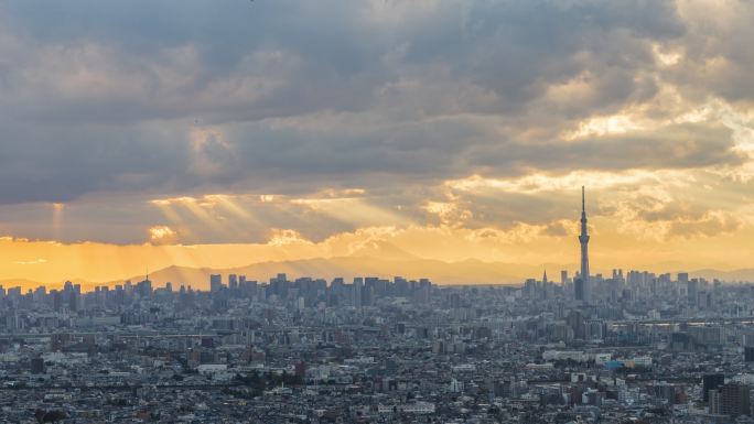 东京震撼大气云层流动大全景