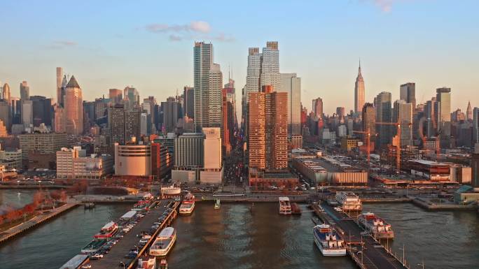纽约天际线大景全景城市地标建筑风光风景宣