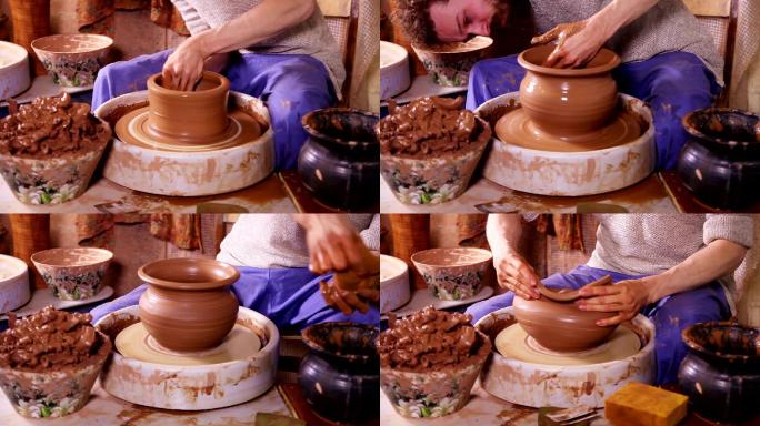 陶器制作过程的快速运动视频
