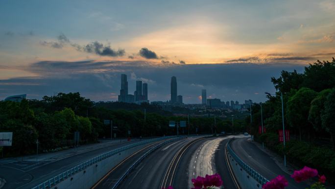 南宁城市风光日出延时素材