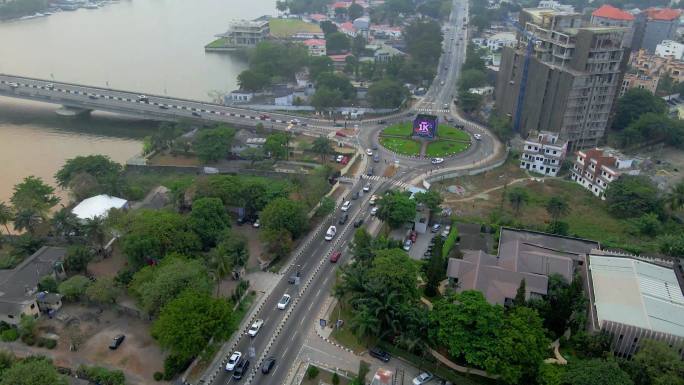 拉各斯航空街景国外外国航拍风景风光大景车