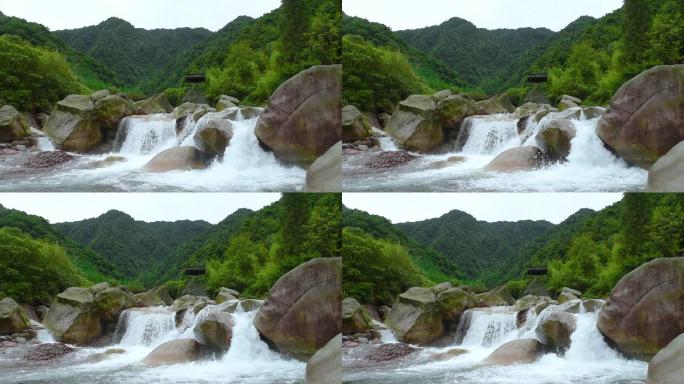 大山自然生态绿水长流瀑布飞泻