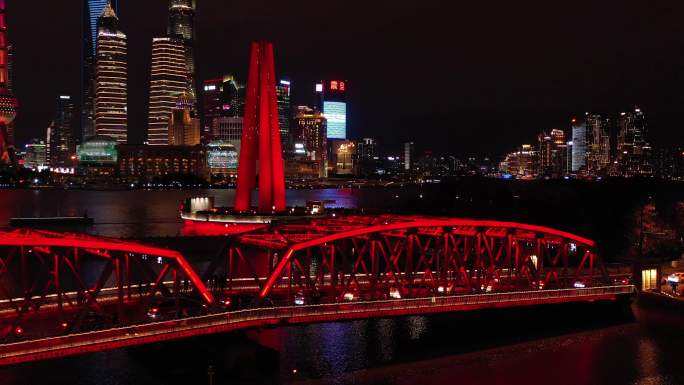 4K原素材-航拍上海苏州河外白渡桥