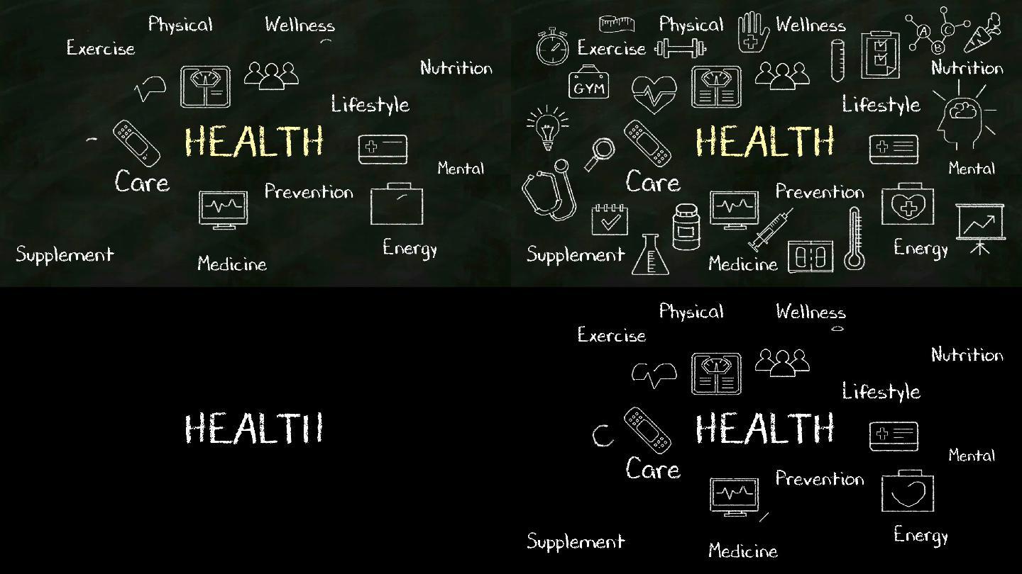 在黑板上书写“健康”的概念