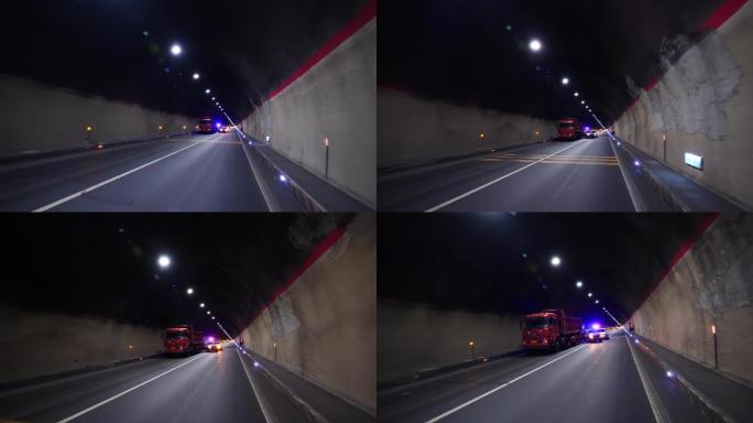隧道内发生事故奔跑救助第一视角