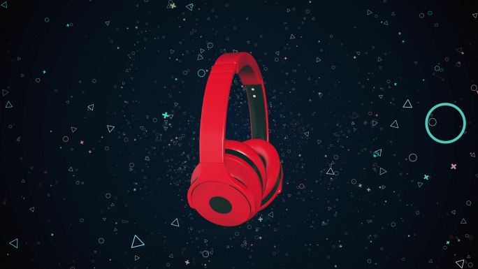 红色耳机旋转展示红色耳机