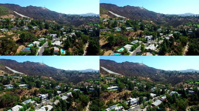 加州好莱坞山实拍场景视频鸟瞰视角