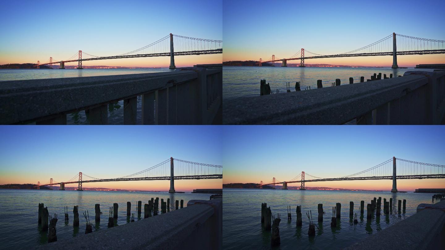 加利福尼亚旧金山日落时的海湾大桥