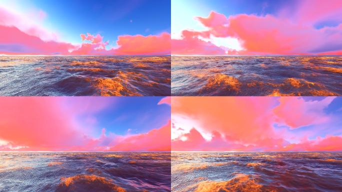 彩色天空海面海浪水